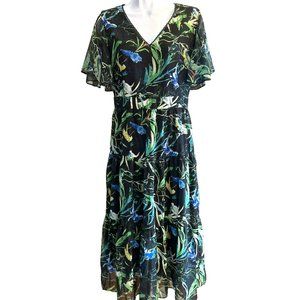 Le Gali Women's Floral Lucie Chiffon V-Neck Dress Black Sz 4 NWT Cocktail Party
